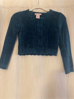 Tommy Bahama Teal  Chenille Cable-Front Cropped Sweater